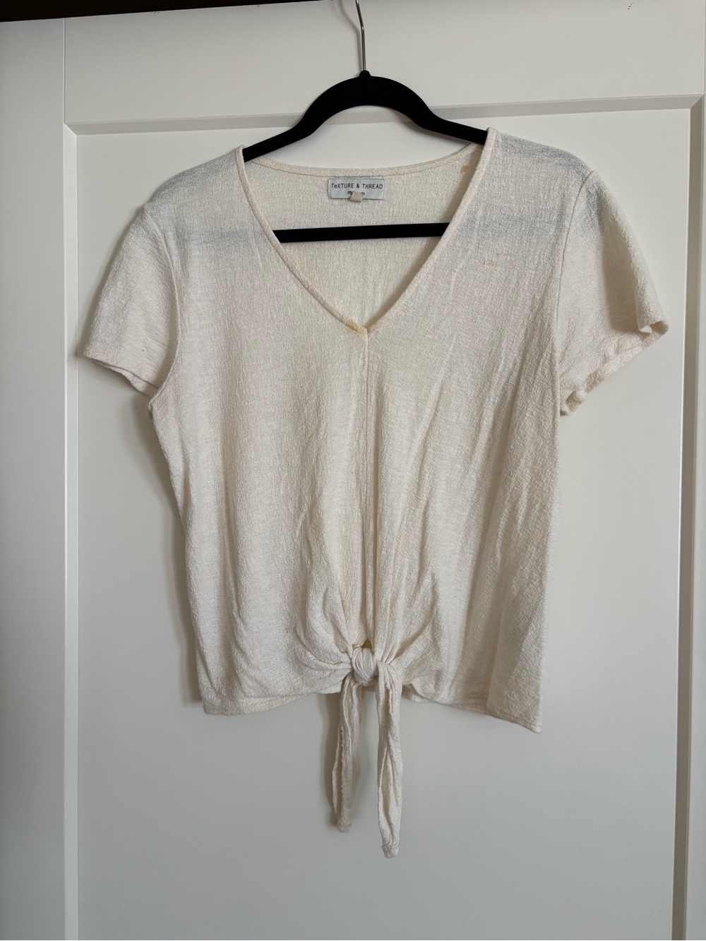 Madewell Cream Tie-Front V-Neck Crop Top